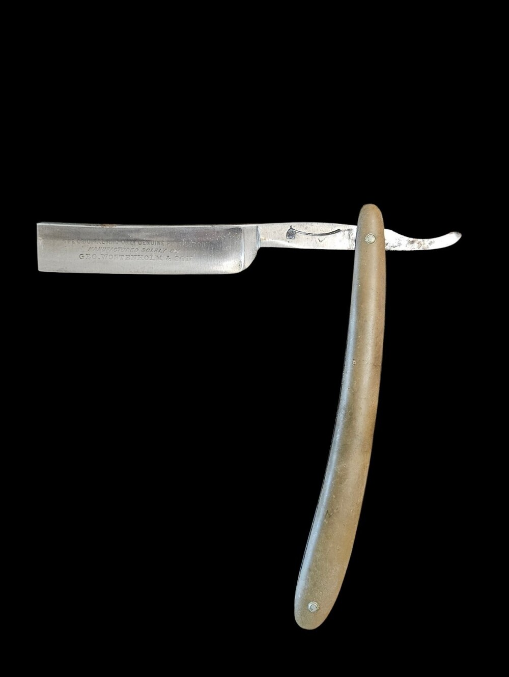 Straight Razor By GEO Wostenholm & Sons Sheffield England Vintage Brown & Black